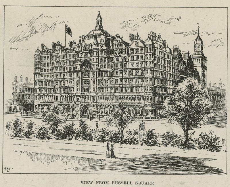 Hotel Russell, vista da Russell Square da English School