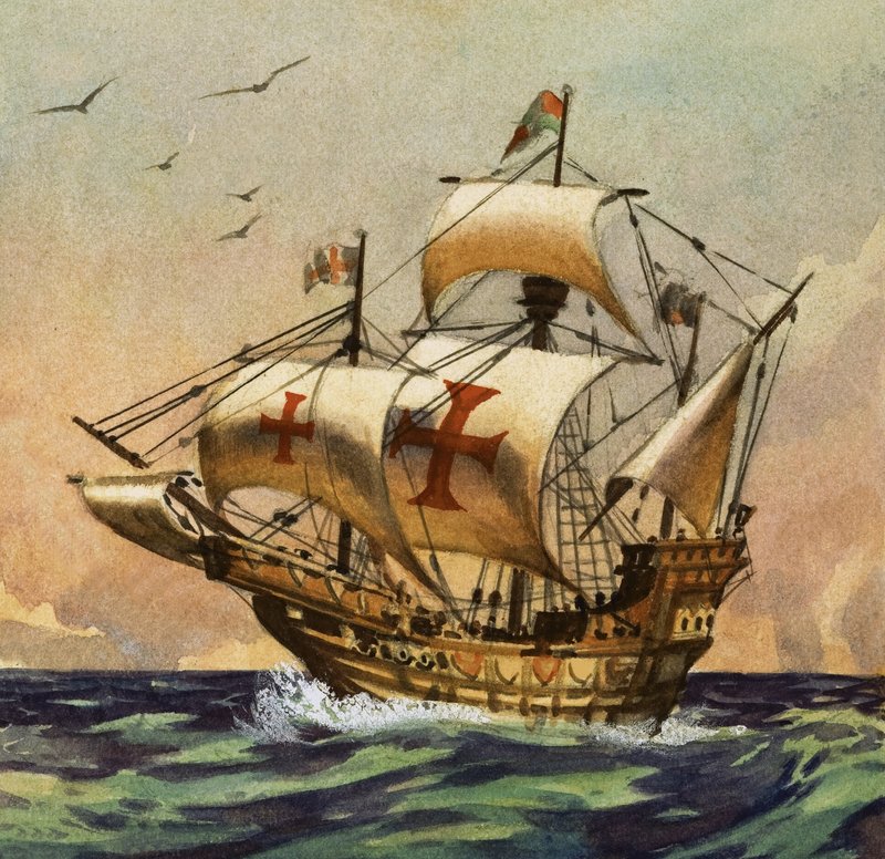 La Santa Maria che, nel 1492, portò Colombo nel Nuovo Mondo da English School