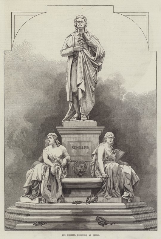 Il monumento a Schiller a Berlino (incisione) da English School
