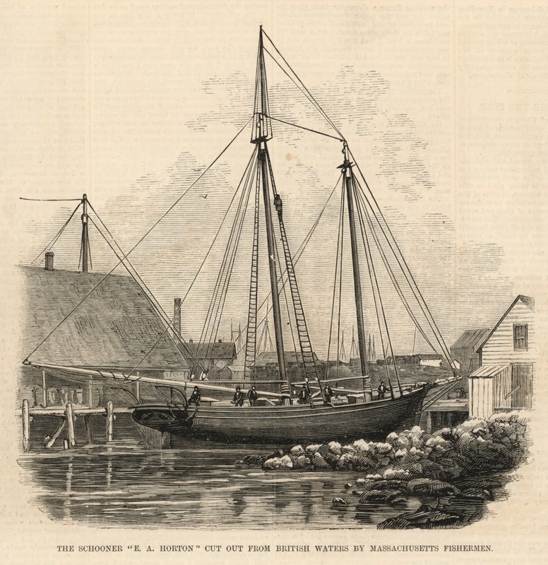 La goletta E A Horton tagliata fuori dalle acque britanniche dai pescatori del Massachusetts da English School