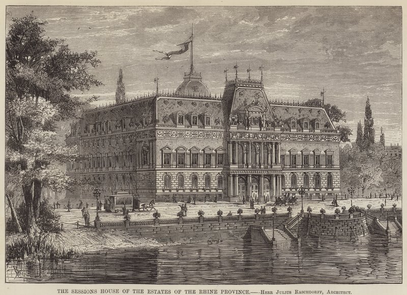 La Casa delle Sessioni degli Stati della Provincia del Reno (incisione) da English School