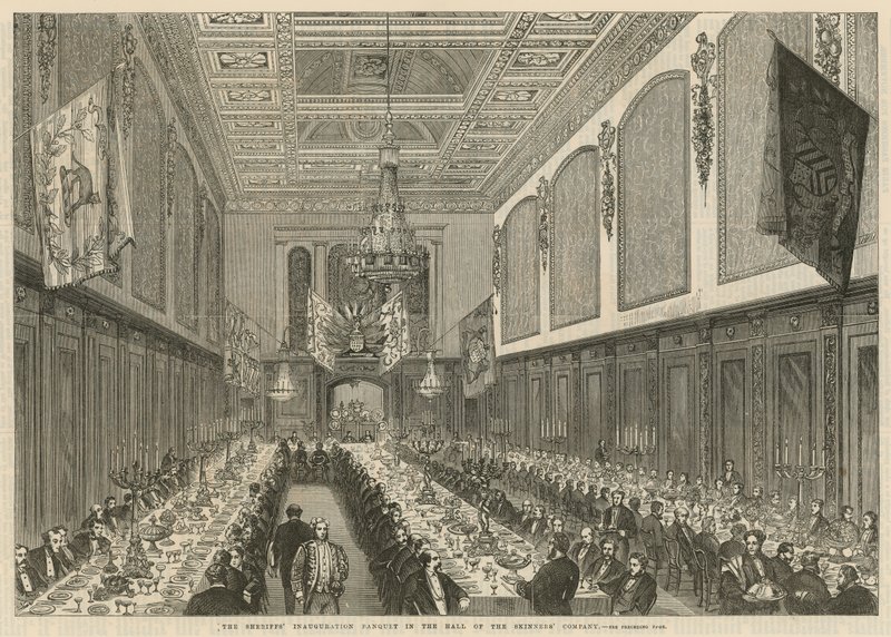 Il banchetto di inaugurazione degli sceriffi nella sala della Skinners Company da English School