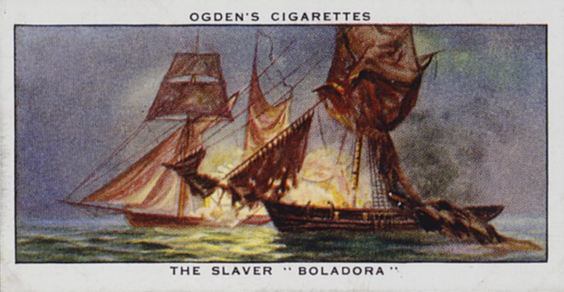 Il mercante di schiavi "Boladora" (litografia a colori) da English School