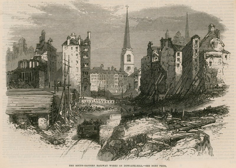 I lavori della Ferrovia Sud-Orientale su Dowgate Hill, Londra da English School