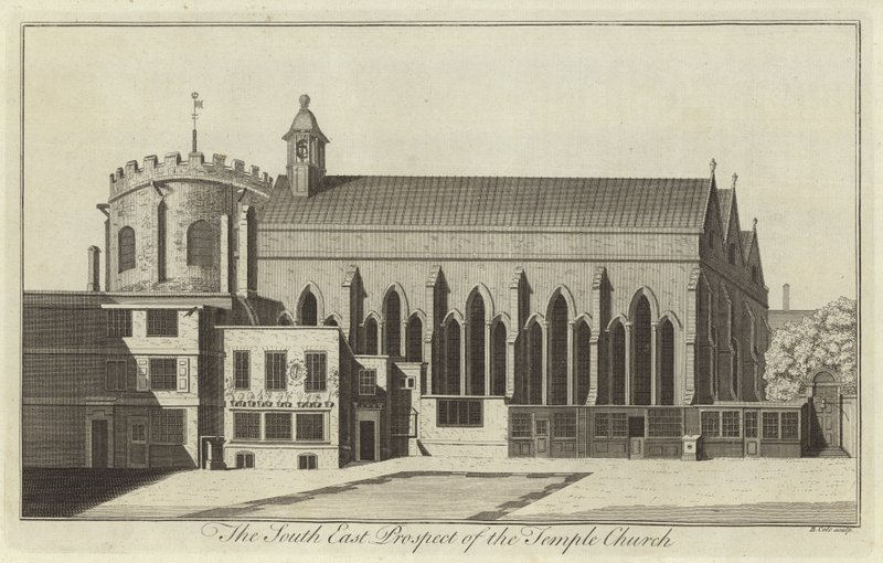 Prospetto sud-est della Chiesa del Tempio, Londra da English School