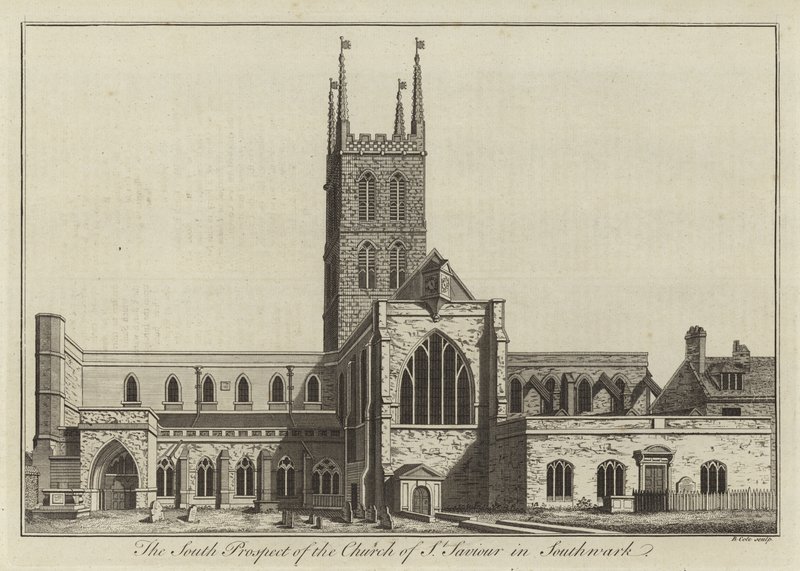 Prospetto sud della Chiesa di St Saviour a Southwark da English School
