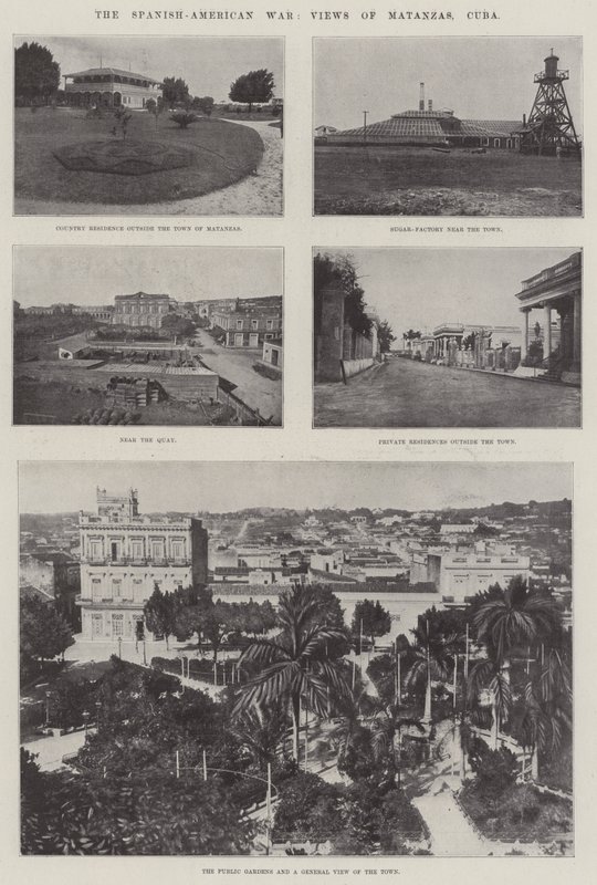 La guerra ispano-americana, vedute di Matanzas, Cuba (incisione) da English School