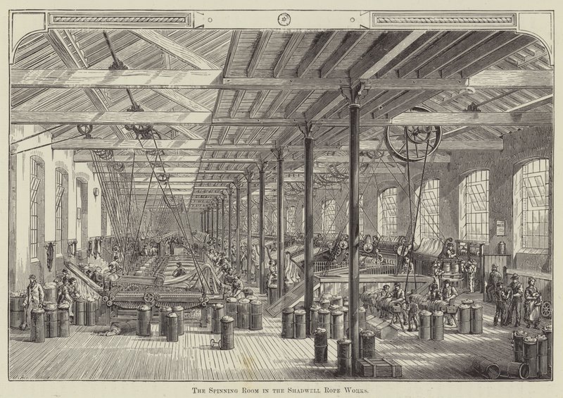 La sala di filatura nei lavori di corda di Shadwell da English School