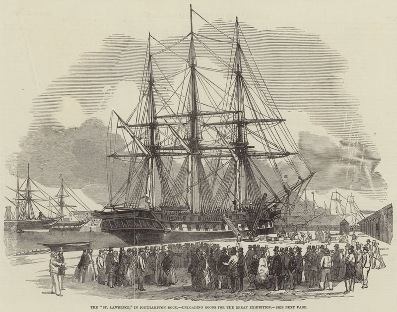 La "St Lawrence" nel porto di Southampton, scaricando merci per la Grande Esposizione da English School