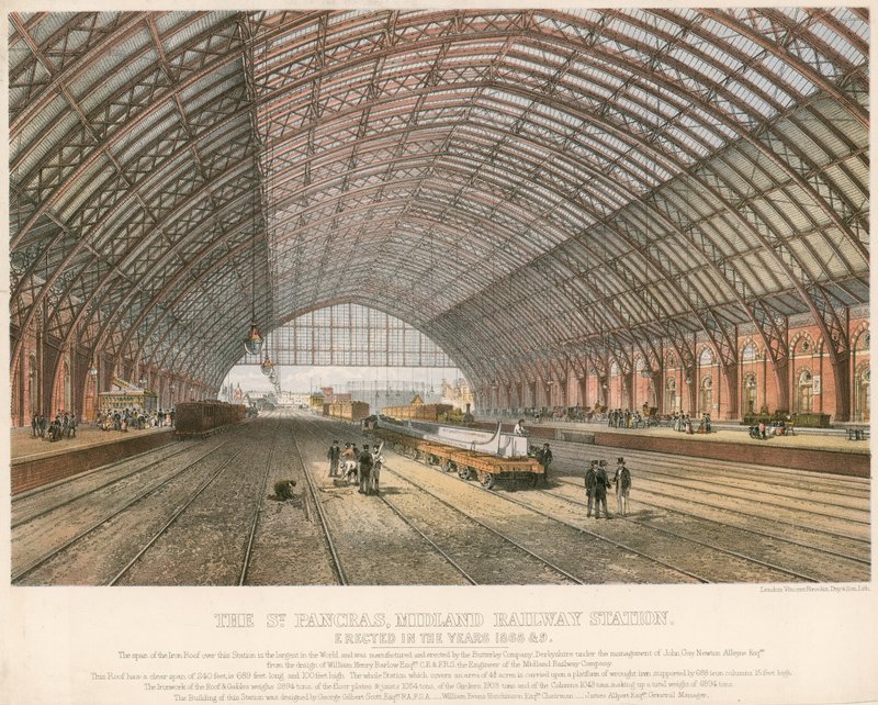 La stazione ferroviaria di St Pancras, Midland Railway, Londra, eretta negli anni 1866-69 da English School