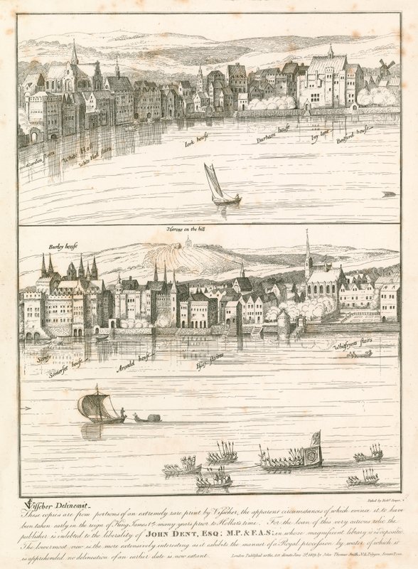 The Strand, Londra, dal fiume Tamigi nel XVII secolo da English School