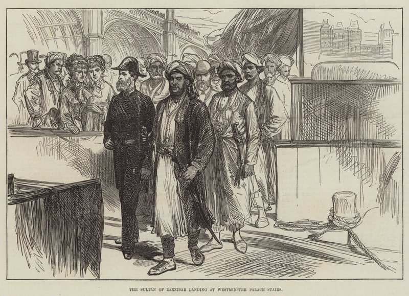 Il sultano di Zanzibar sbarca alle scale del Palazzo di Westminster da English School