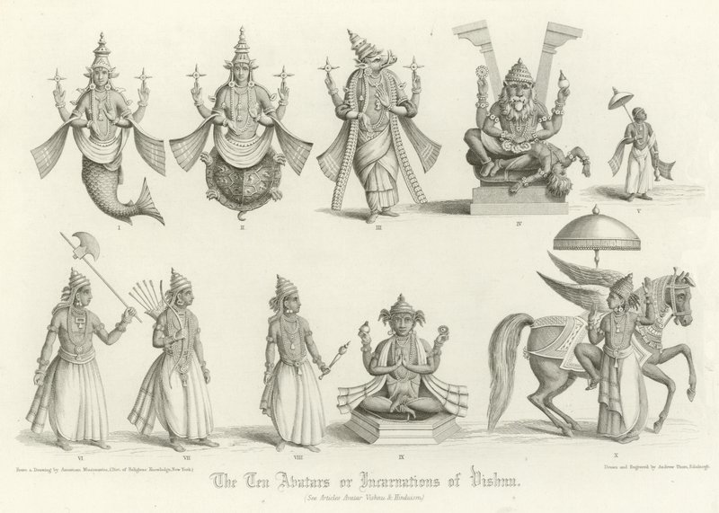 I dieci avatar o incarnazioni di Vishnu da English School