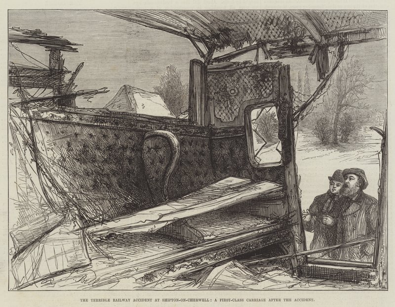 Il terribile incidente ferroviario a Shipton-on-Cherwell, una carrozza di prima classe dopo l