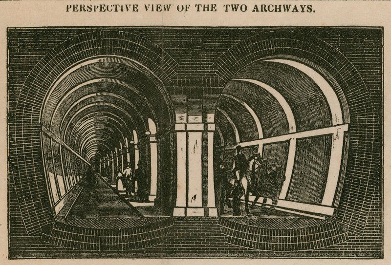 Il tunnel del Tamigi: vista prospettica dei due archi da English School