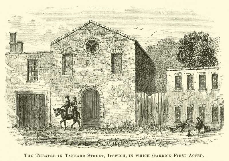 Il Teatro in Tankard Street, Ipswich, dove Garrick recitò per la prima volta da English School