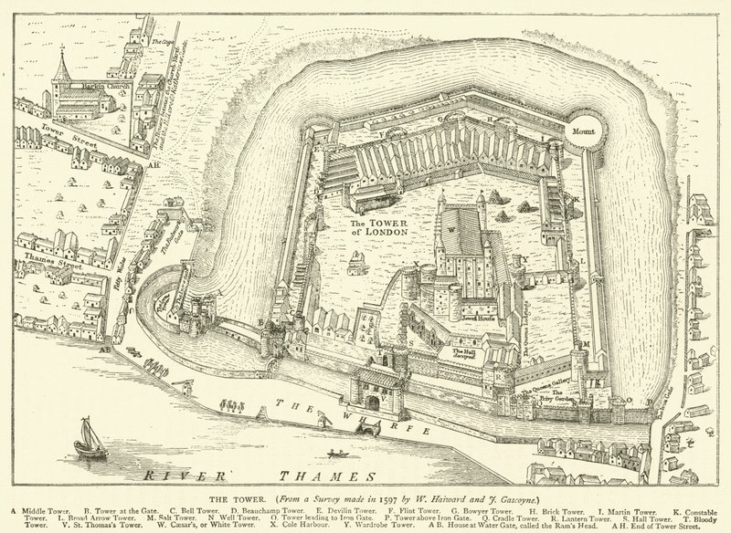 La Torre, da un rilievo fatto nel 1597 da W Haiward e J Gascoyne da English School