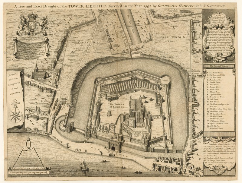 La Torre di Londra rilevata nel 1597 da English School