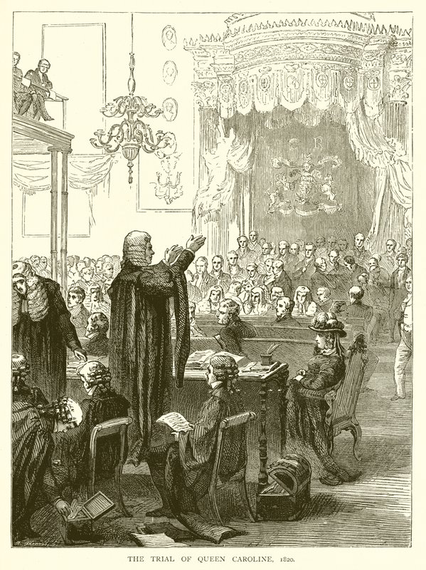 Il processo della regina Carolina, 1820 da English School