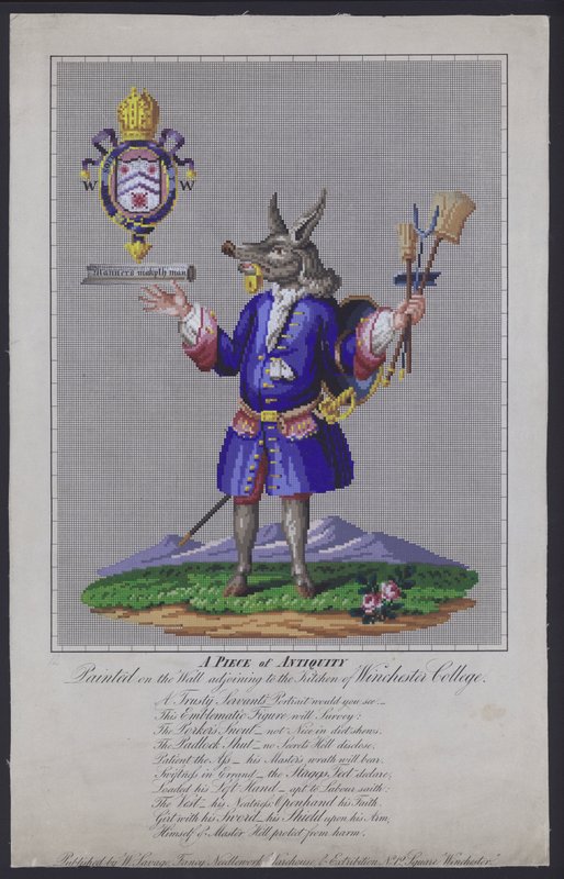 Il fedele servitore, dipinto sul muro adiacente alla cucina del Winchester College, Hampshire, dal poeta inglese John Hoskins nel 1579 da English School