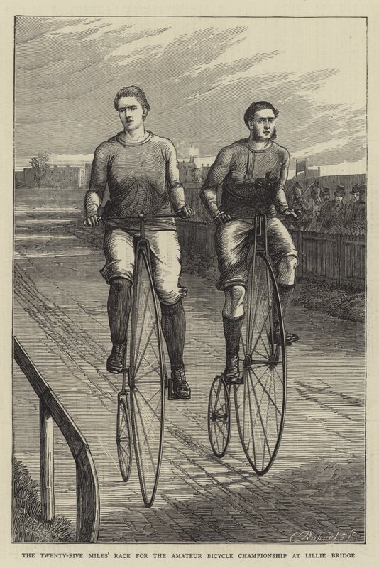 La gara di venticinque miglia per il campionato amatoriale di ciclismo a Lillie Bridge da English School