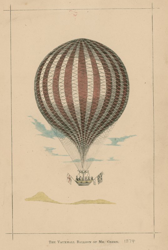 Il pallone di Vauxhall di Mr Green; Vauxhall Gardens, Londra da English School