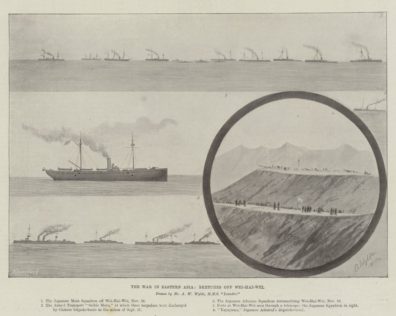 La guerra in Asia orientale, schizzi al largo di Wei-Hai-Wei da English School