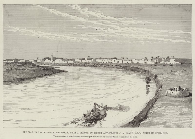 La guerra nel Sudan, Khartoum (incisione) da English School
