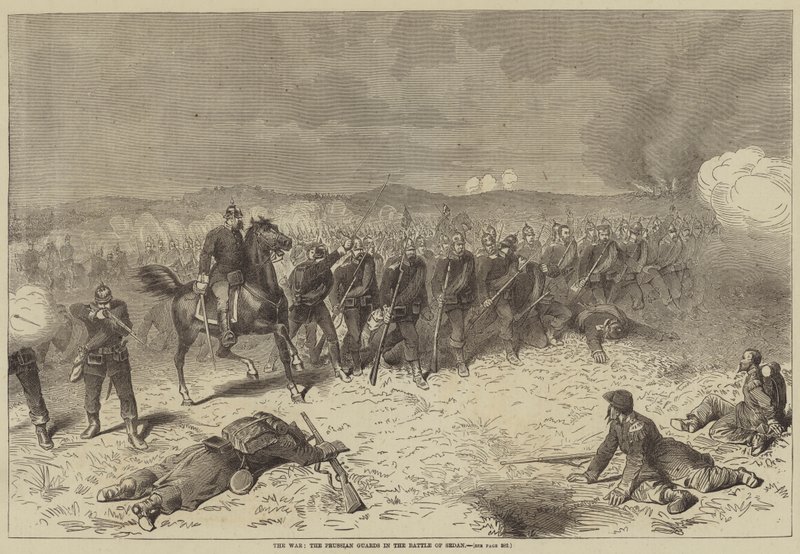 La guerra, le guardie prussiane nella battaglia di Sedan da English School
