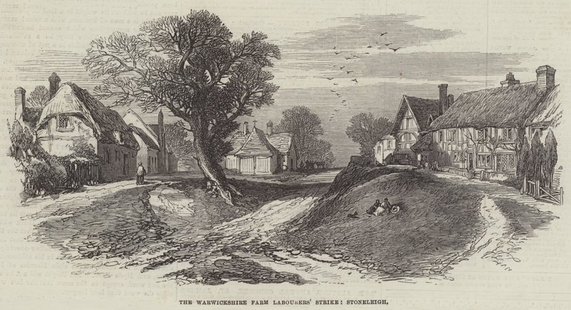 Lo sciopero dei lavoratori agricoli del Warwickshire, Stoneleigh (incisione) da English School