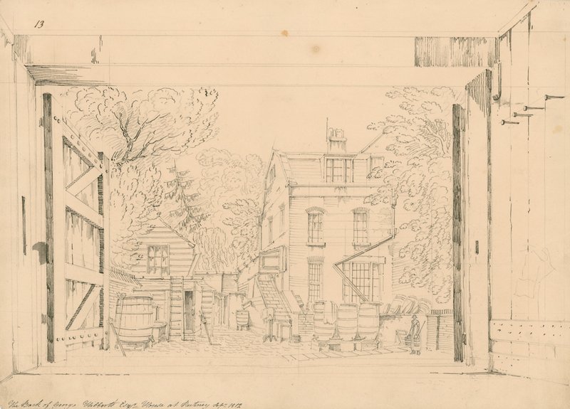 Il retro della casa di George Gibberts a Putney, settembre 1872 da English School