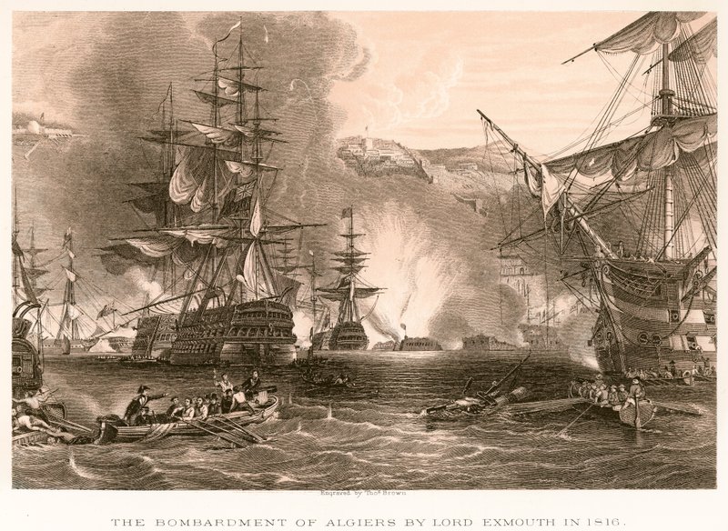 Il bombardamento di Algeri da parte di Lord Exmouth nel 1816 da English School