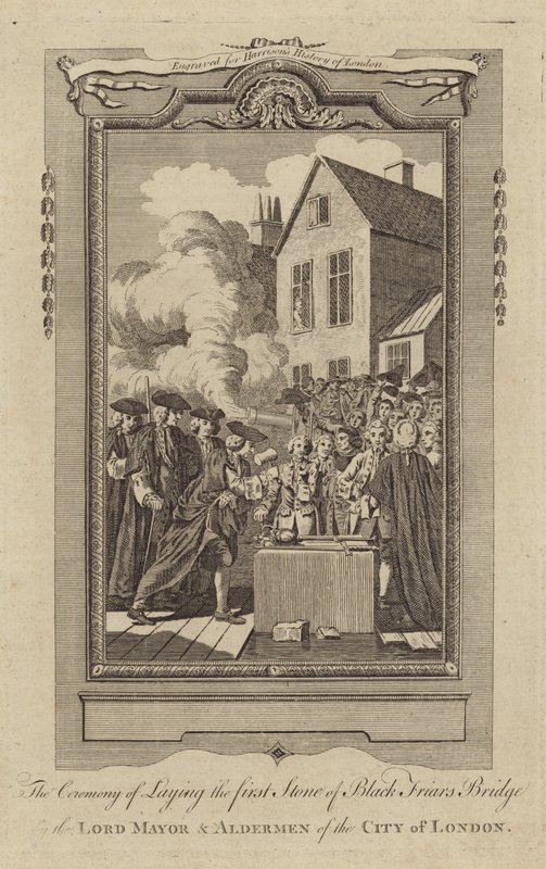 La cerimonia della posa della prima pietra del Ponte Black Friars da English School