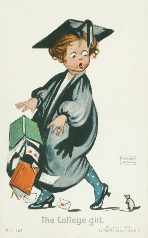 La ragazza del college (litografia a colori) da English School