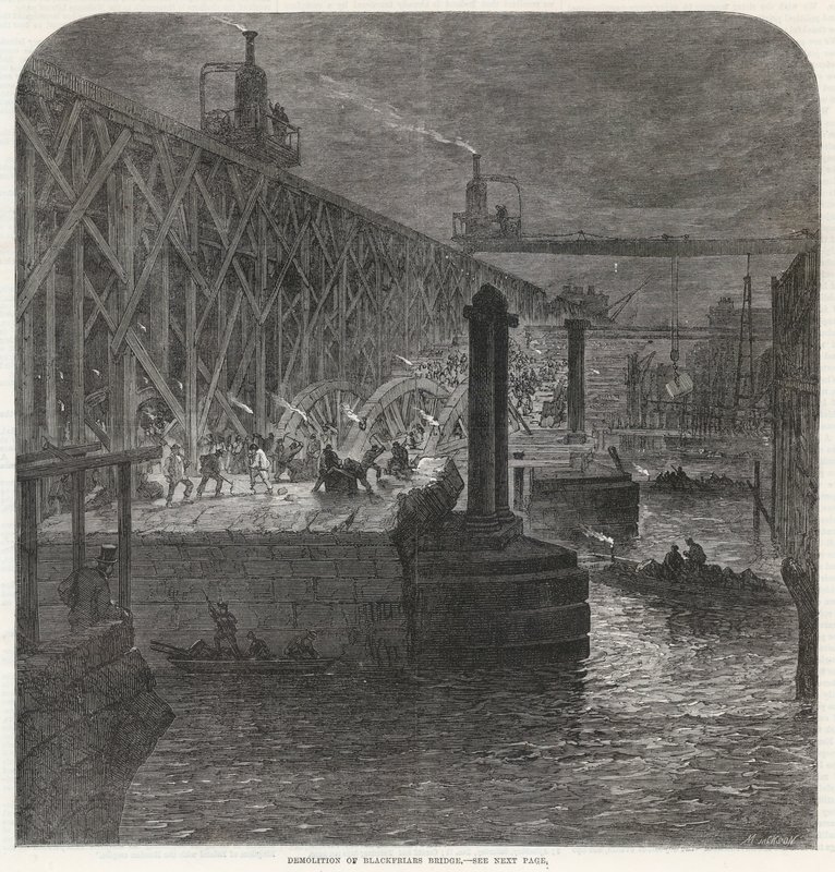 Demolizione del ponte di Blackfriars da English School
