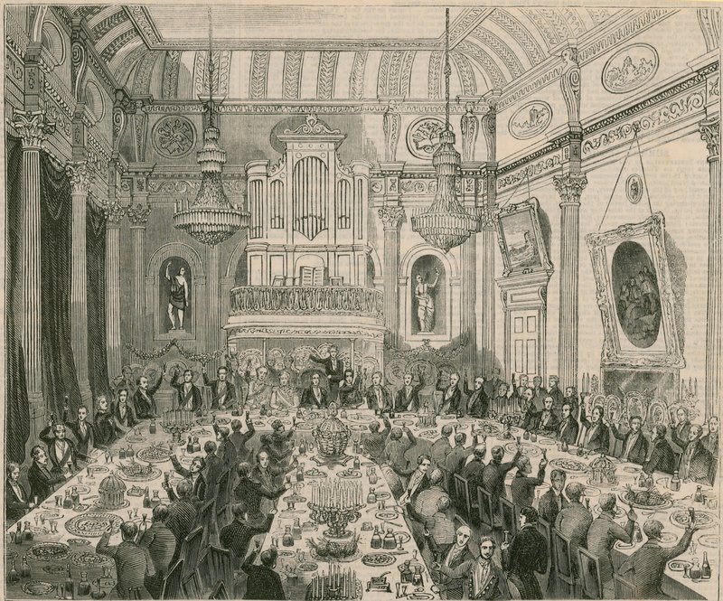 La cena offerta a Sir H Hardinge dalla Compagnia delle Indie Orientali, London Tavern, 1844 da English School