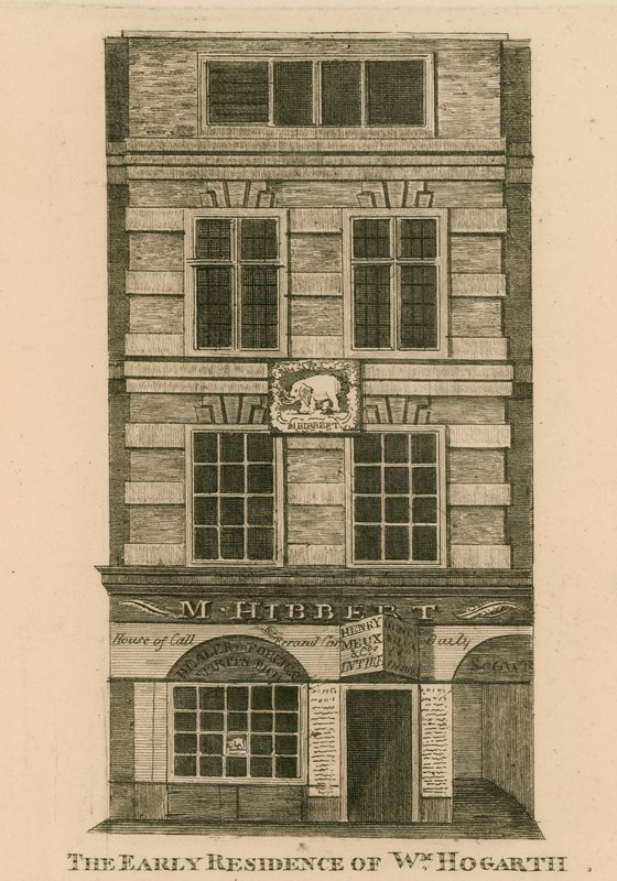 La prima residenza di William Hogarth, Fenchurch Street, Londra da English School