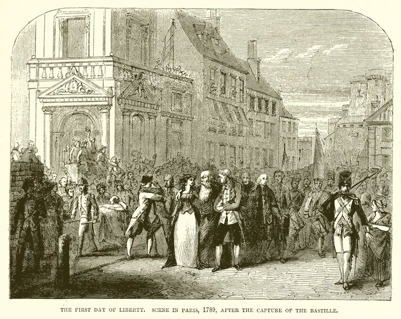 Il primo giorno di Libertà. Scena a Parigi, 1789, dopo la cattura della Bastiglia da English School
