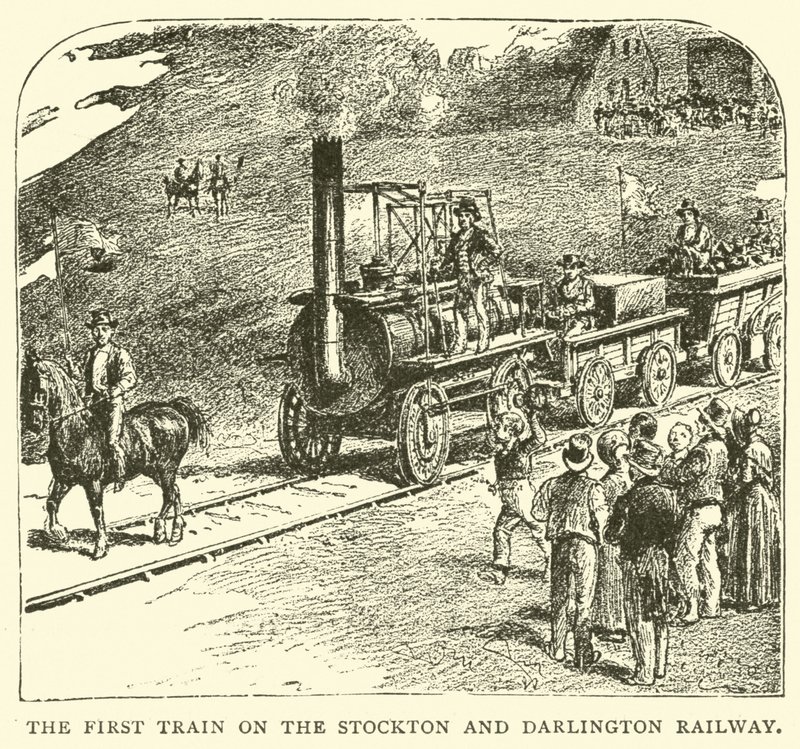 Il primo treno sulla ferrovia Stockton e Darlington da English School