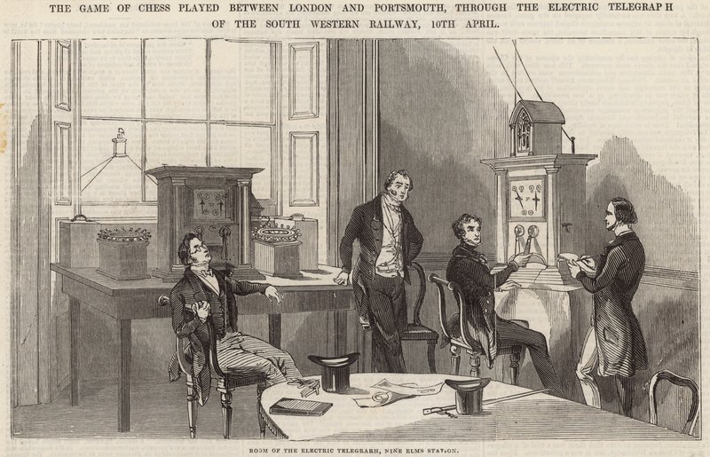 La partita di scacchi giocata tra Londra e Portsmouth, tramite il telegrafo elettrico da English School