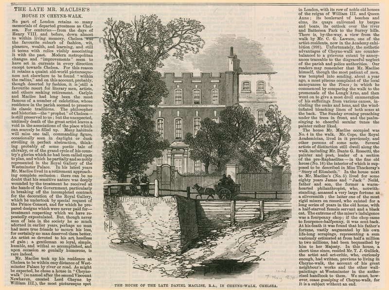 La casa di Daniel Maclise in Cheyne Walk da English School