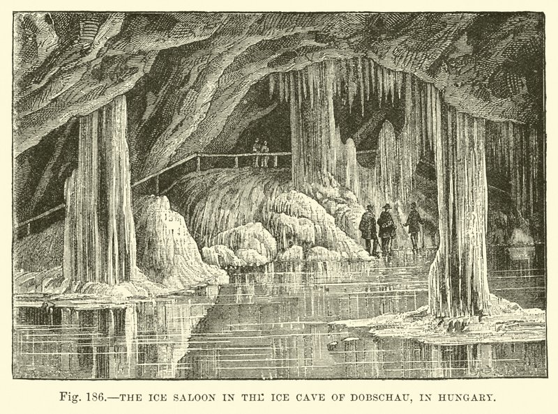 Il salone di ghiaccio nella Grotta di Ghiaccio di Dobschau in Ungheria da English School