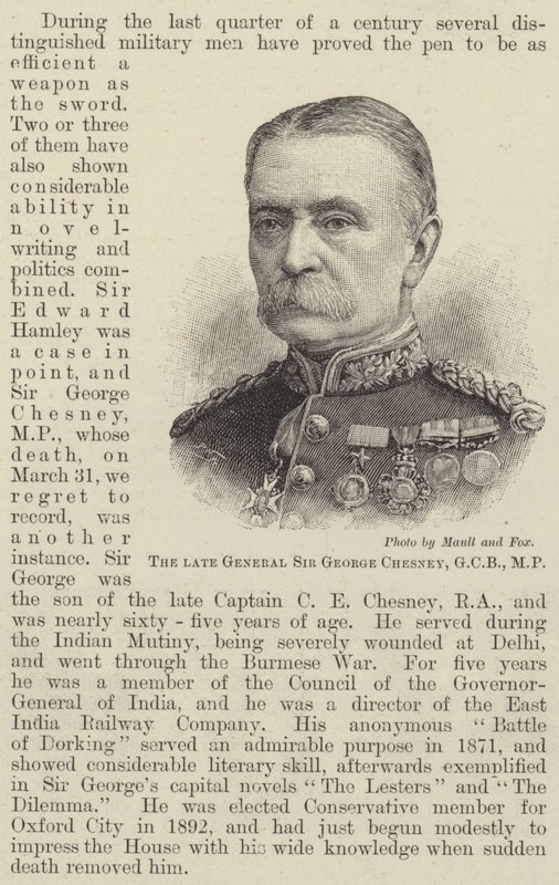 Il defunto generale Sir George Chesney, GCB, MP da English School