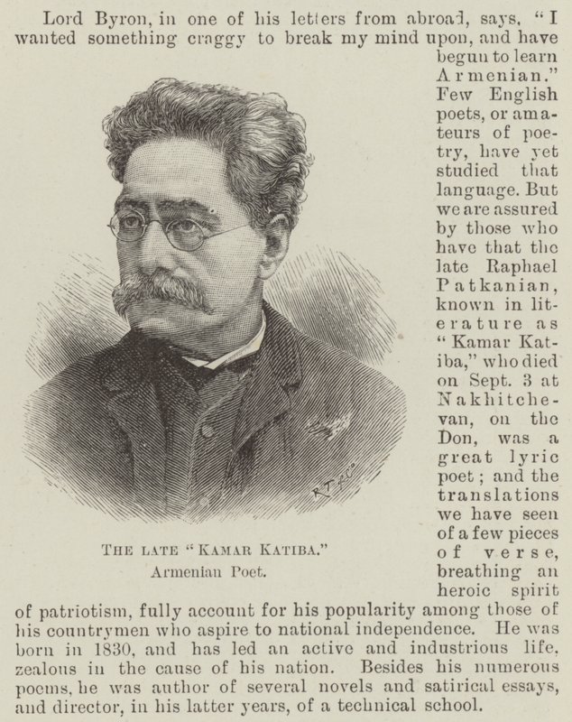 Il defunto "Kamar Katiba," poeta armeno da English School