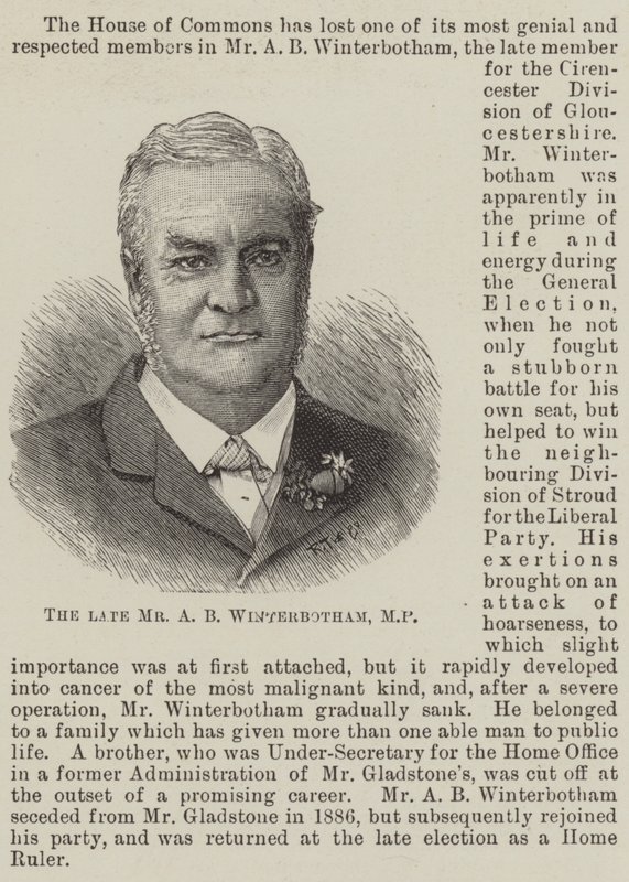 Il defunto signor A B Winterbotham, MP da English School