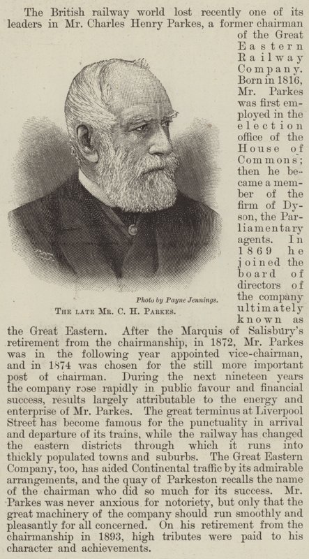 Il defunto signor C H Parkes da English School