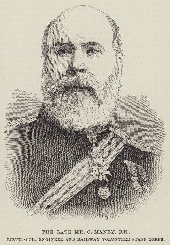 Il defunto signor C Manby, CE, Tenente Colonnello del Corpo Ingegneri e Volontari Ferroviari da English School