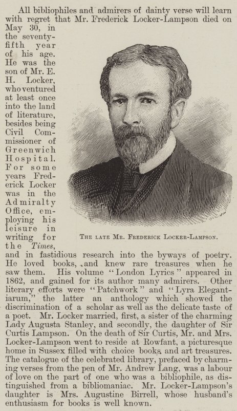 Il defunto signor Frederick Locker-Lampson da English School