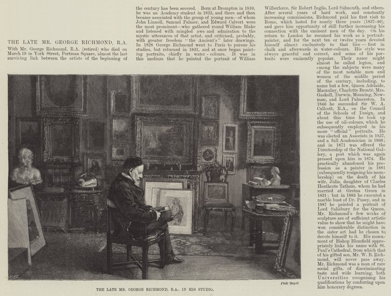 Il defunto Mr George Richmond, RA, nel suo studio (incisione) da English School