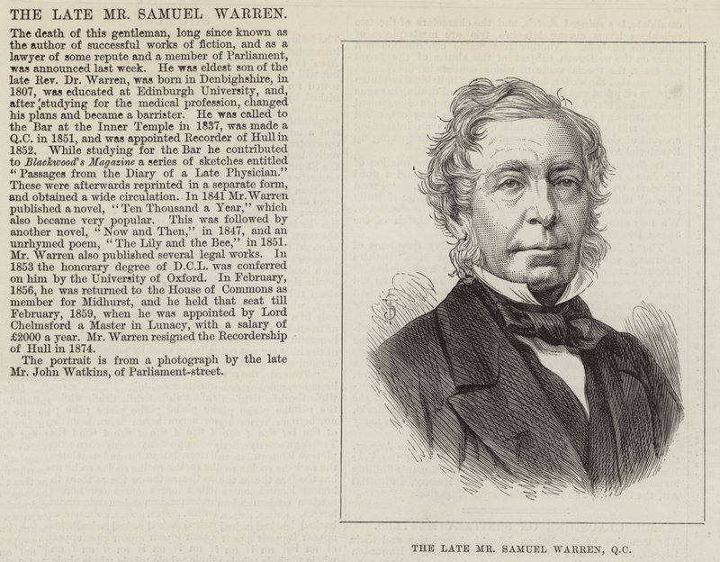 Il defunto signor Samuel Warren, QC da English School